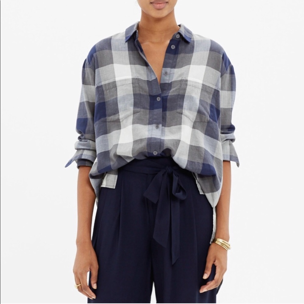 Madewell blue buffalo check button up shirt